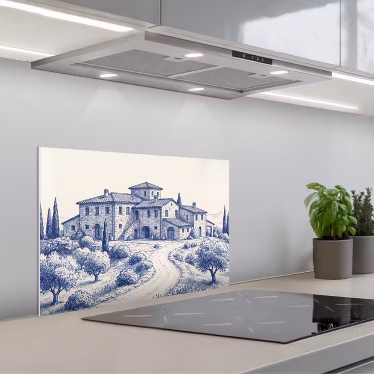 Spatscherm keuken - Rustiek - Landgoed - Blauw — 5
