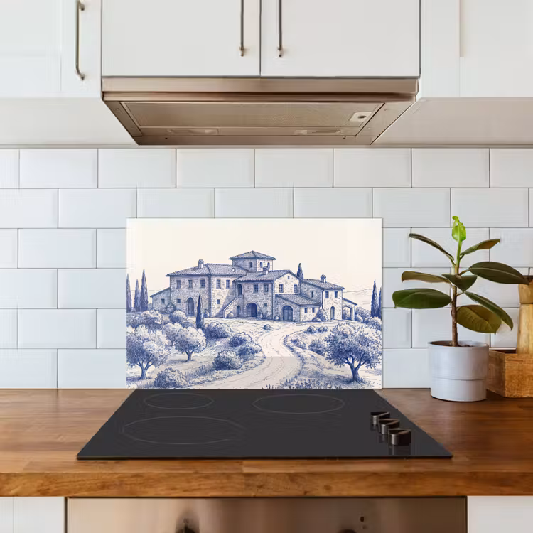 Spatscherm keuken - Rustiek - Landgoed - Blauw — 6