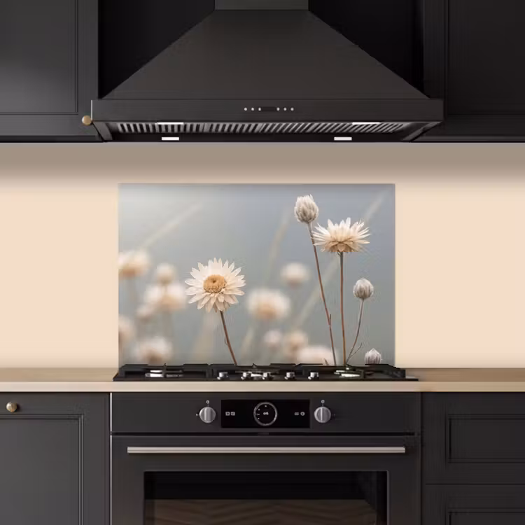 Spatscherm keuken - Strobloemen - Wit - Daglicht — 2