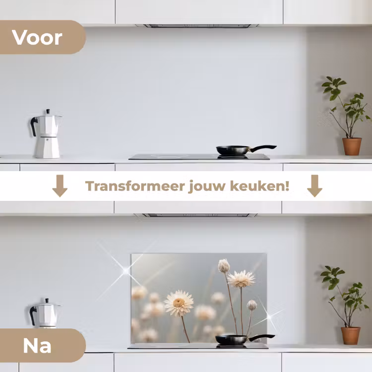 Spatscherm keuken - Strobloemen - Wit - Daglicht — 3