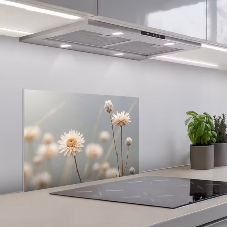 Spatscherm keuken - Strobloemen - Wit - Daglicht — 5
