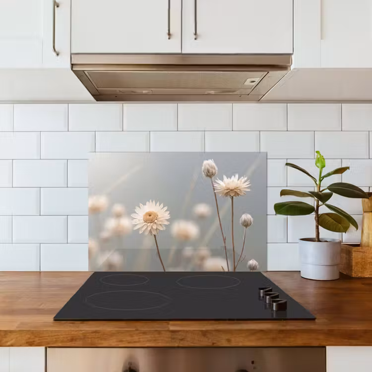 Spatscherm keuken - Strobloemen - Wit - Daglicht — 6