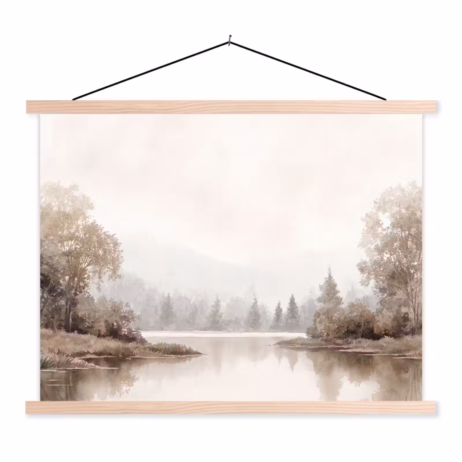 Schoolplaat - Rivierlandschap - Minimalistisch - Aardetinten — 1