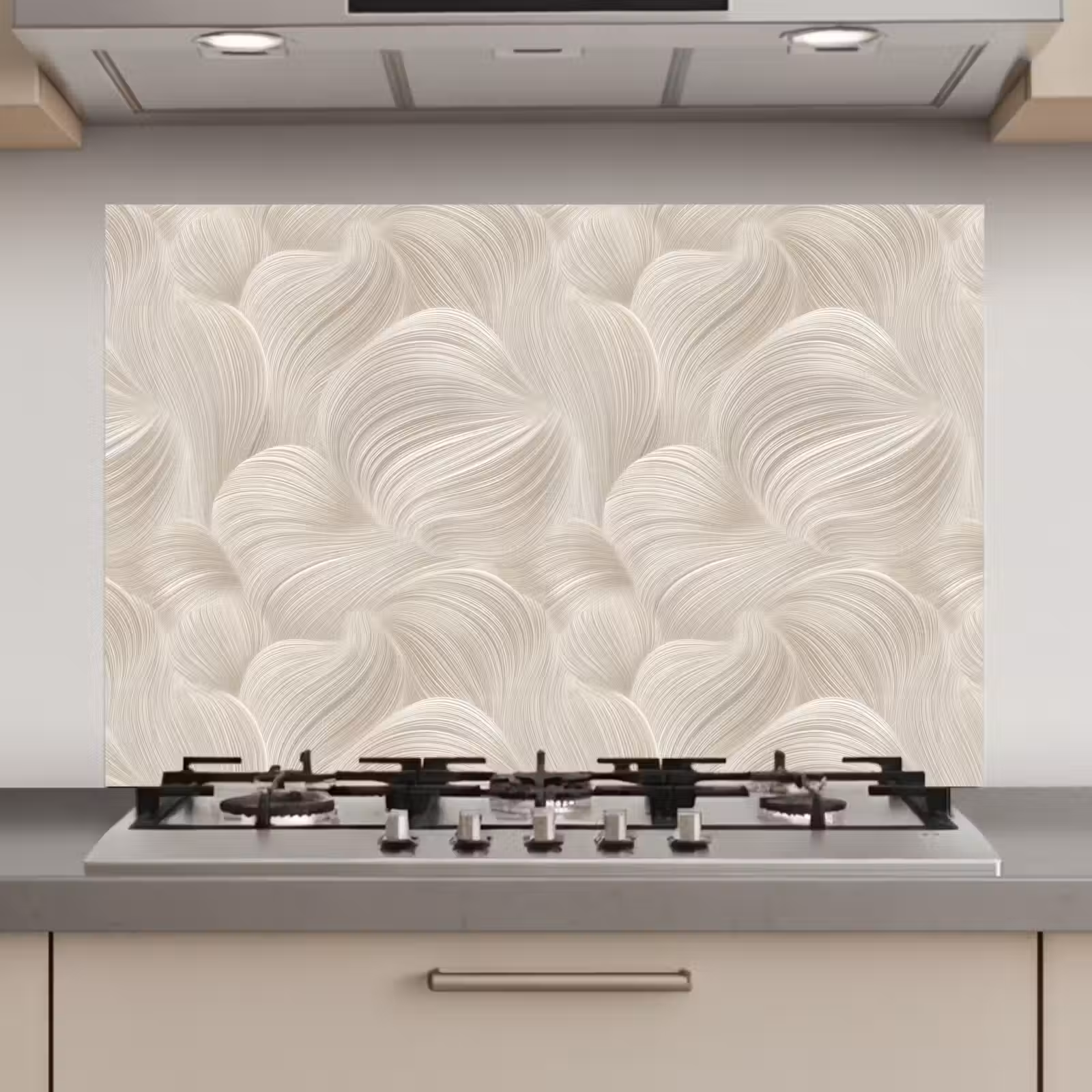Spatscherm keuken - Lijnen - Waaier - Beige — 1