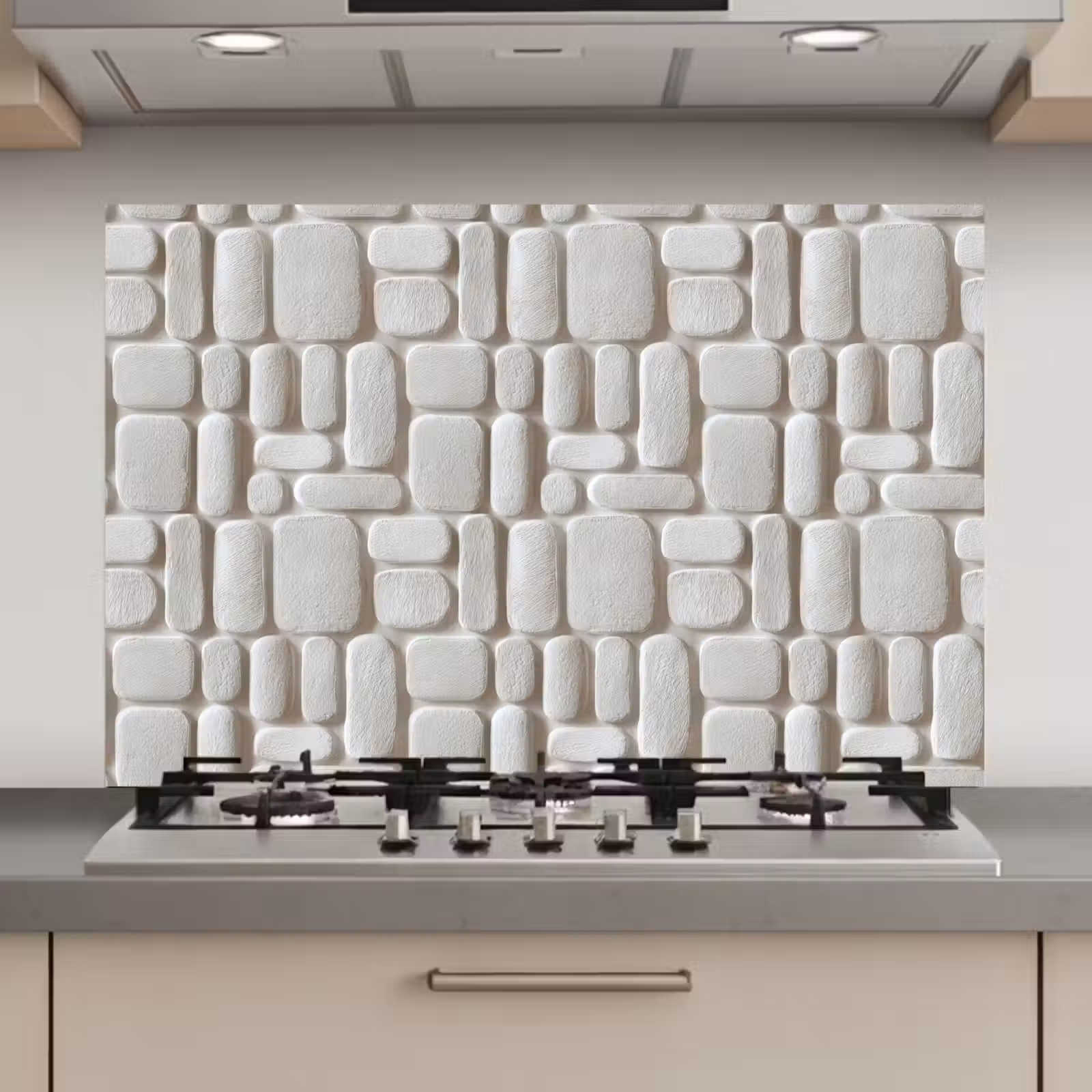 Spatscherm keuken - Reliëf - Structuur - Wit — 1