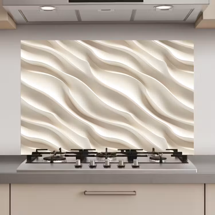 Spatscherm keuken - Diagonaal - Golven - Crème — 1