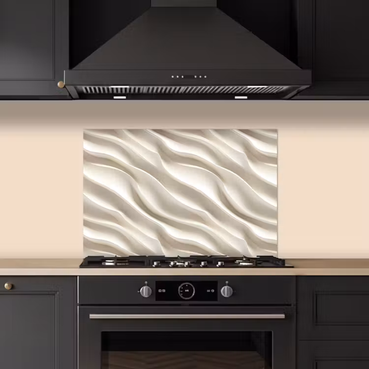 Spatscherm keuken - Diagonaal - Golven - Crème — 2