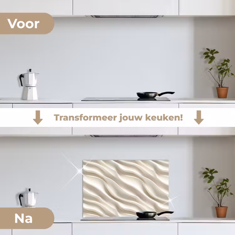 Spatscherm keuken - Diagonaal - Golven - Crème — 3