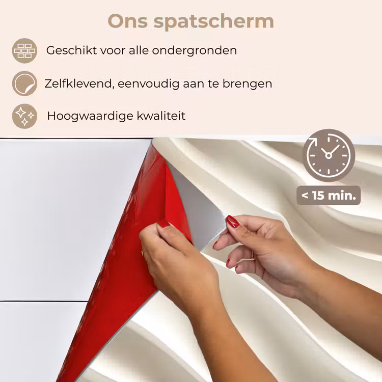 Spatscherm keuken - Diagonaal - Golven - Crème — 4