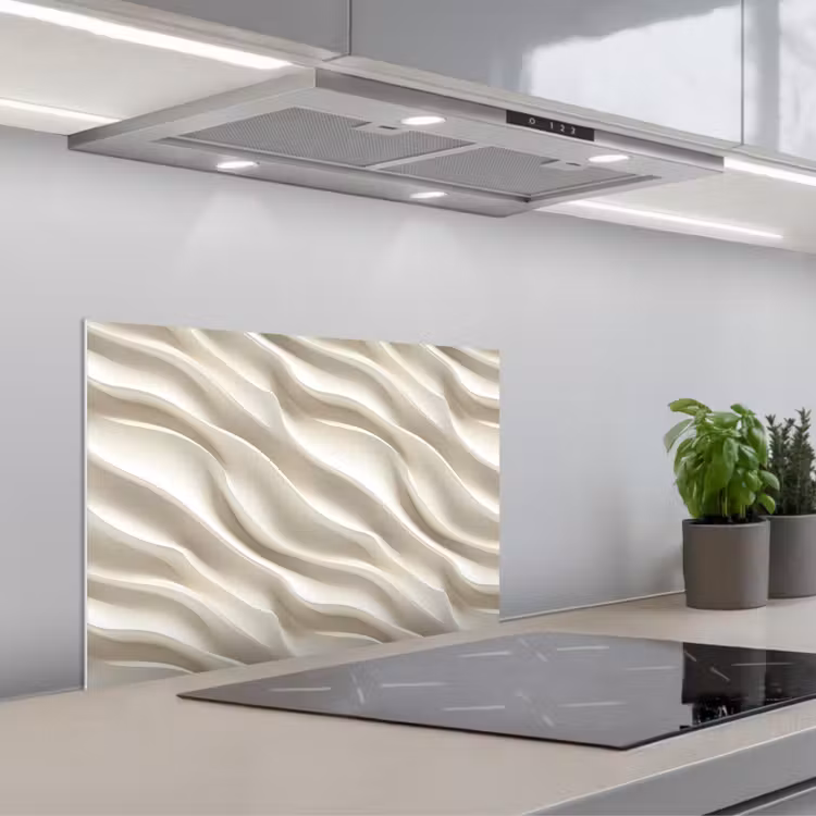 Spatscherm keuken - Diagonaal - Golven - Crème — 5