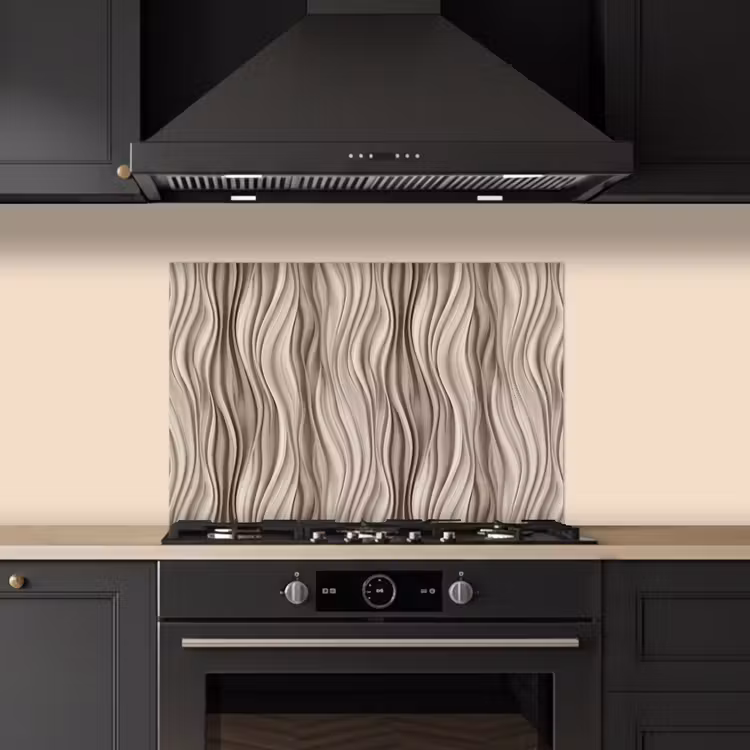 Spatscherm keuken - Golven - 3D - Crème — 2