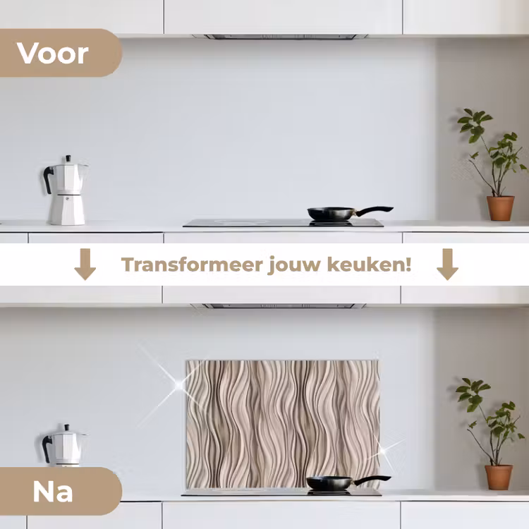 Spatscherm keuken - Golven - 3D - Crème — 3