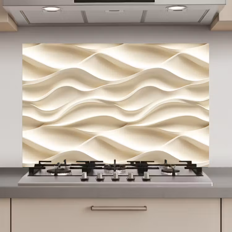 Spatscherm keuken - Lijnen - Golvend - Crème — 1