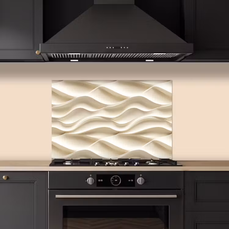 Spatscherm keuken - Lijnen - Golvend - Crème — 2