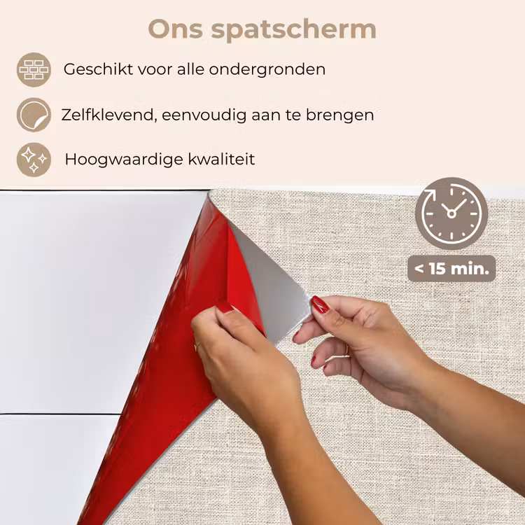 Spatscherm keuken - Linnen - Textuur - Beige — 4