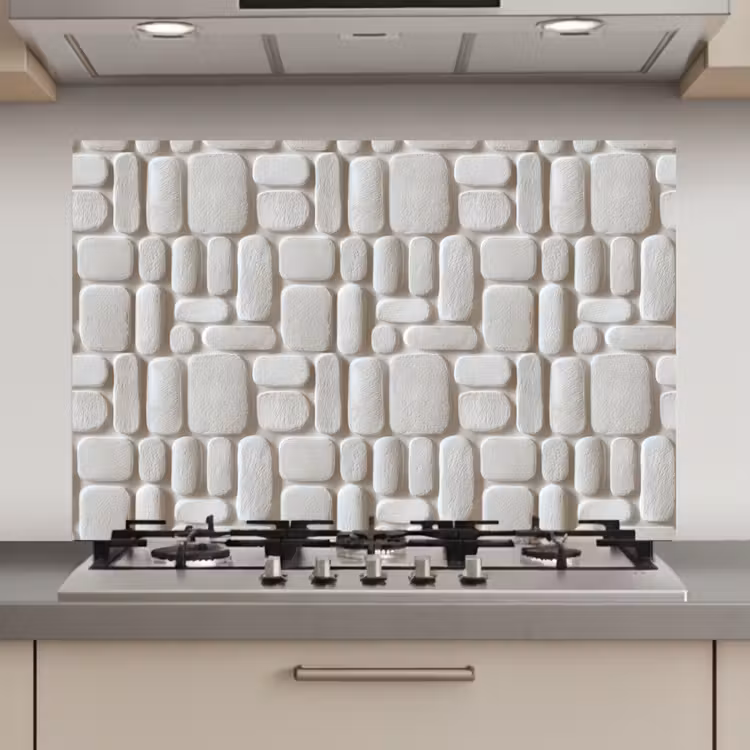 Spatscherm keuken - Reliëf - Structuur - Wit — 1