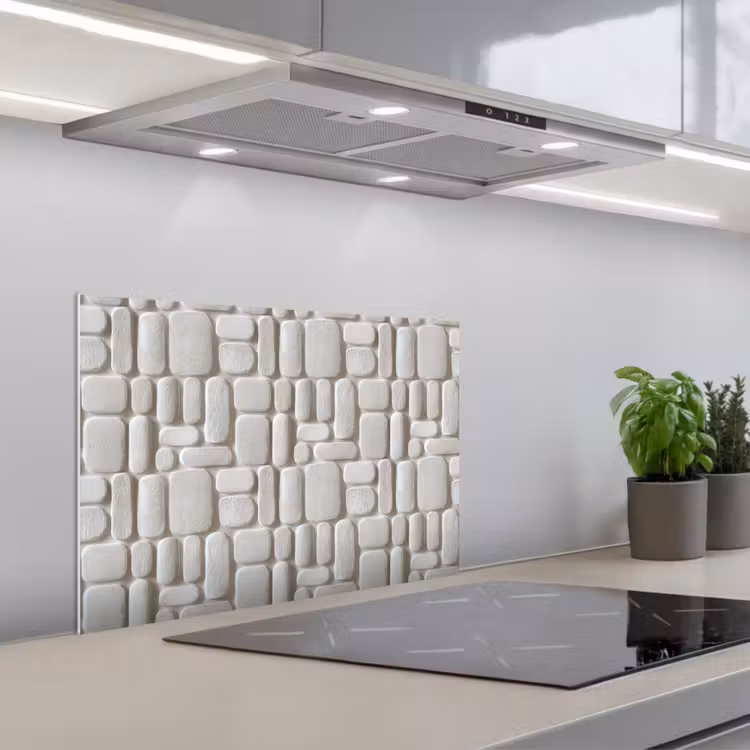 Spatscherm keuken - Reliëf - Structuur - Wit — 5