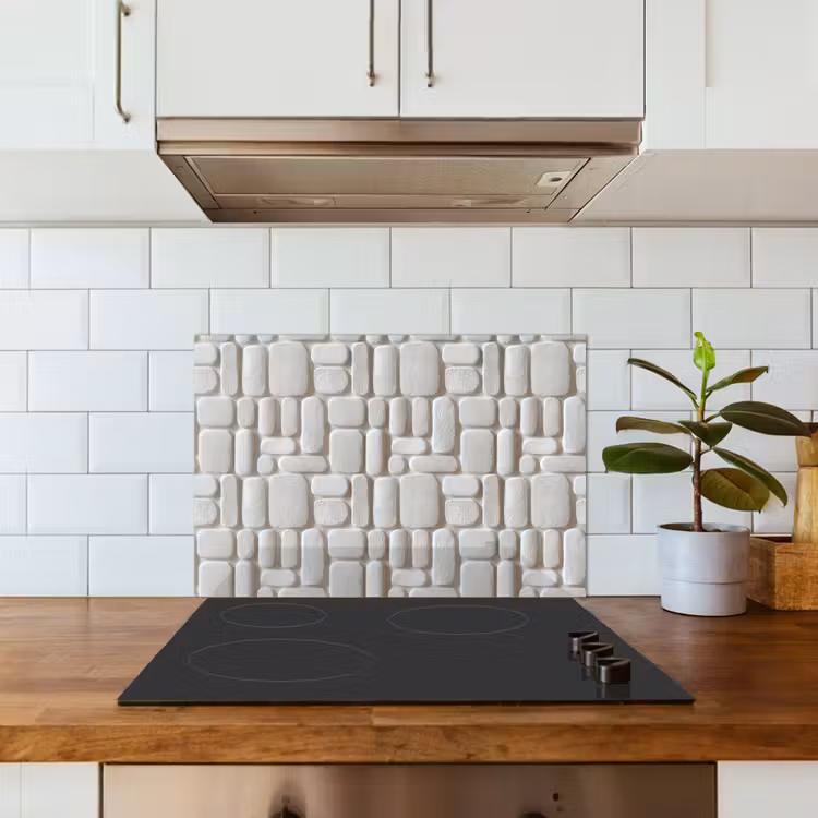 Spatscherm keuken - Reliëf - Structuur - Wit — 6