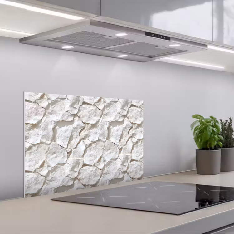 Spatscherm keuken - Structuur - Rots - Wit — 5