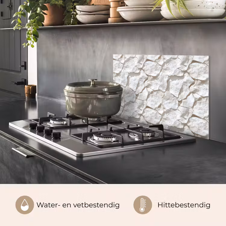 Spatscherm keuken - Structuur - Rots - Wit — 7