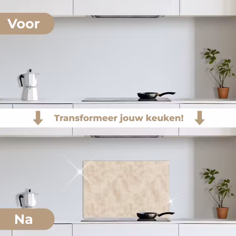 Spatscherm keuken - Structuur - Spikkels - Beige — 3