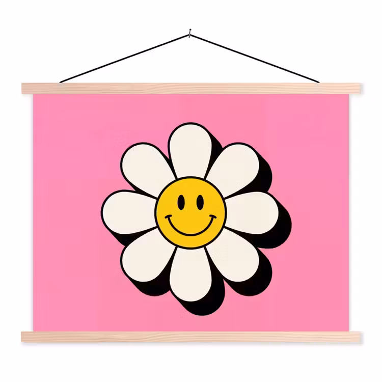 Schoolplaat - Smiley - Bloem - Roze — 1