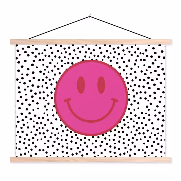 Schoolplaat - Smiley - Roze - Stippen — 1