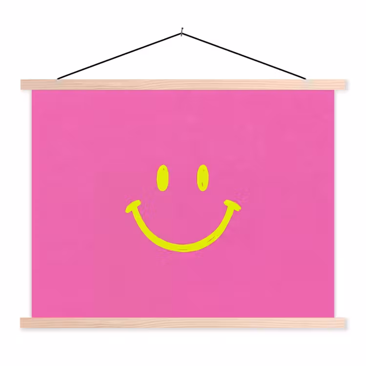 Schoolplaat - Smiley - Vrolijk - Roze — 1