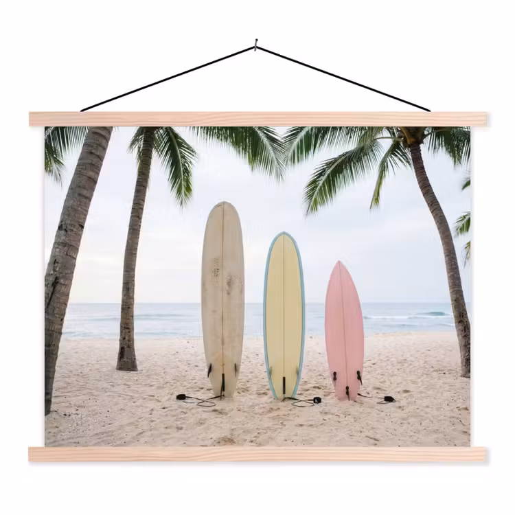 Schoolplaat - Surfboard - Palmbomen - Kleurrijk — 1