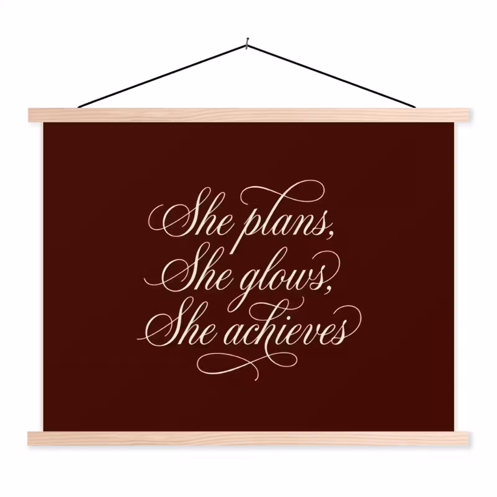 Schoolplaat - She plans she glows she achieves - Rood - Cursief — 1