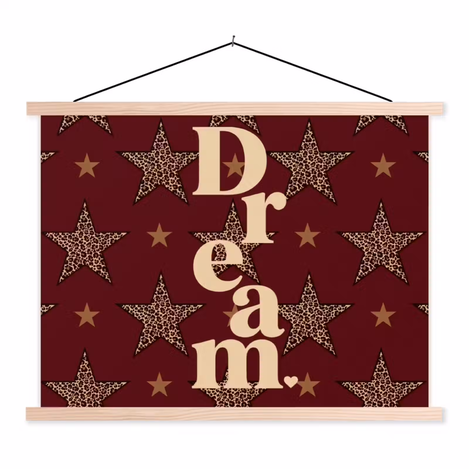 Schoolplaat - Sterren - Luipaardprint - Dream - Bordeaux — 1