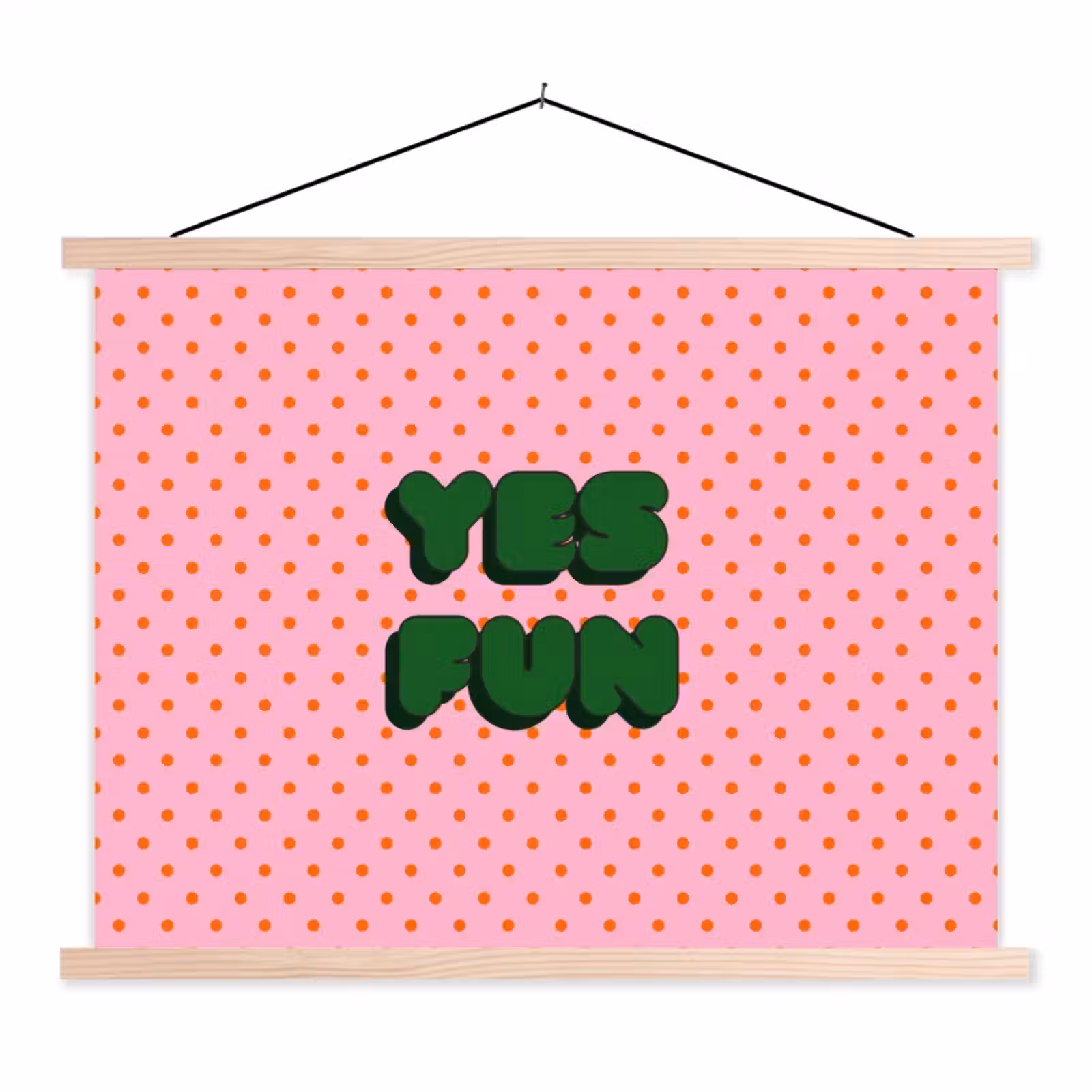 Schoolplaat - Yes fun - Groen - Roze - Stippen — 1
