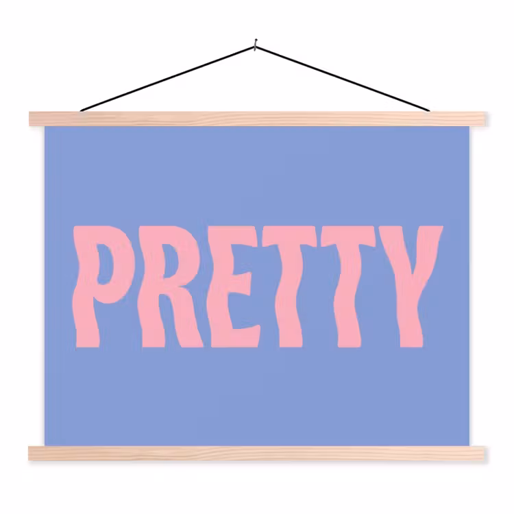 Schoolplaat - Pretty - Roze - Blauw - Golvend — 1