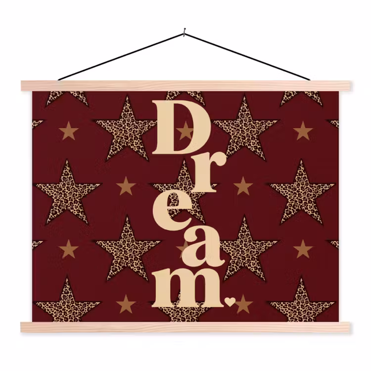 Schoolplaat - Sterren - Luipaardprint - Dream - Bordeaux — 1