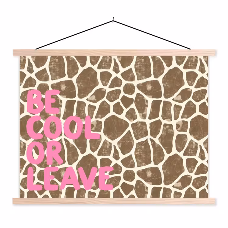Schoolplaat - Tekst - Be cool or leave - Roze - Giraffenprint — 1
