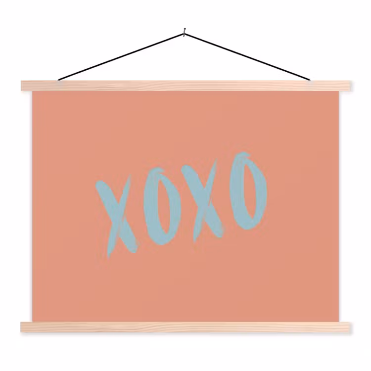 Schoolplaat - XOXO - Blauw - Perzikkleur — 1