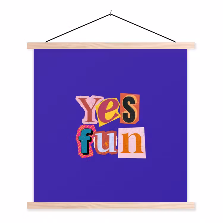 Schoolplaat - Yes fun - Kleurrijk - Collage-stijl — 1