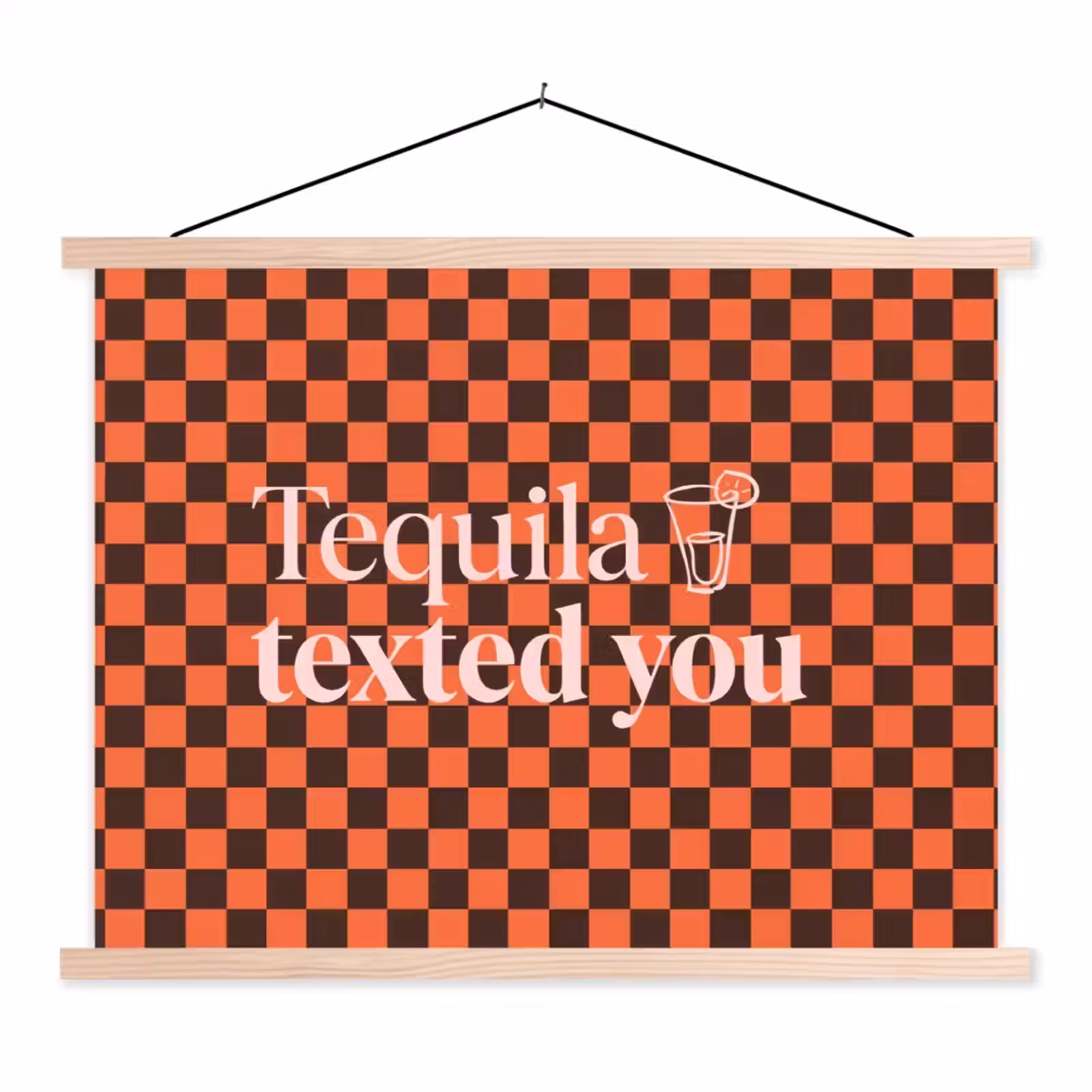 Schoolplaat - Tequila texted you - Glas - Vierkanten - Oranje — 1