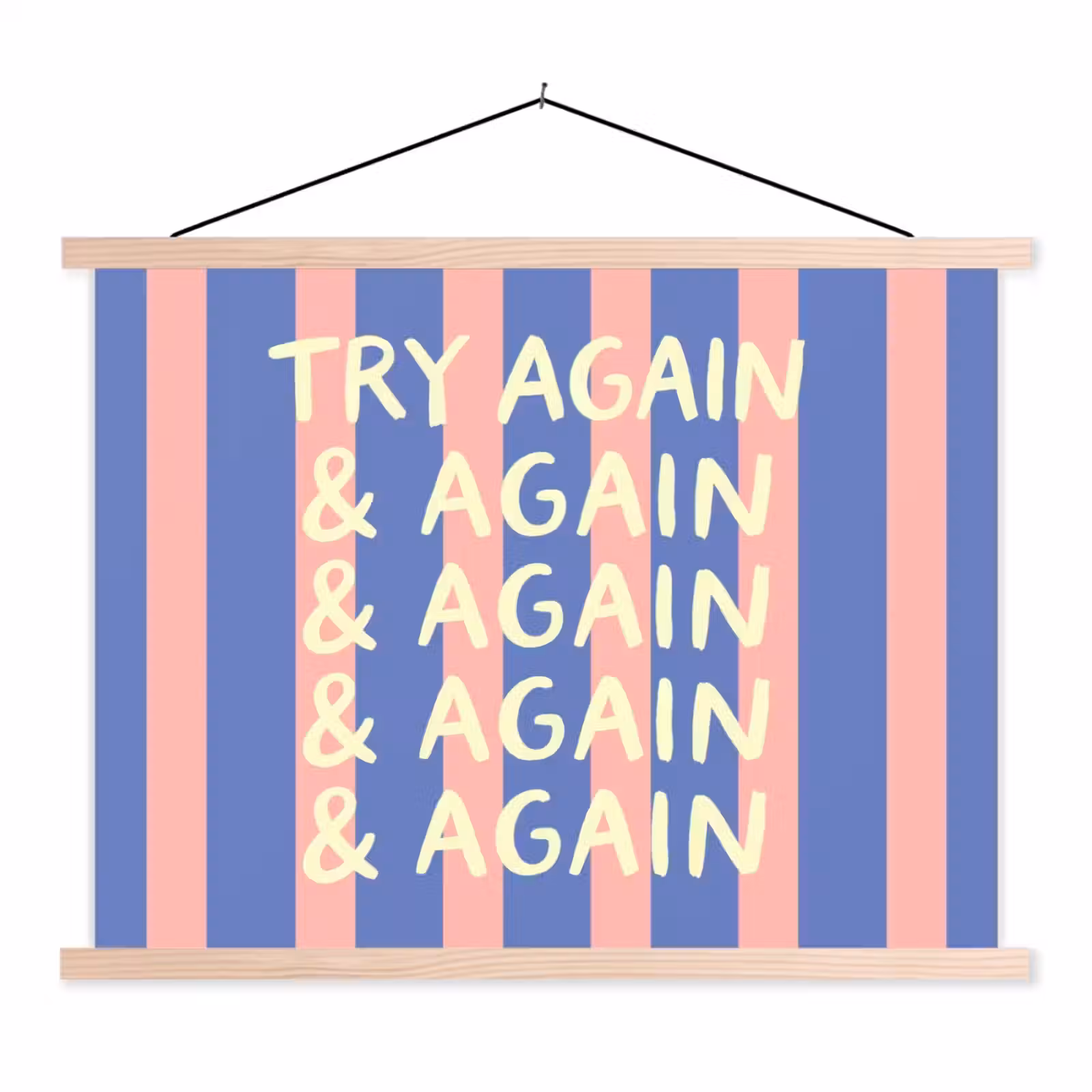 Schoolplaat - Try again - Strepen - Roze - Verticaal - Blauw — 1