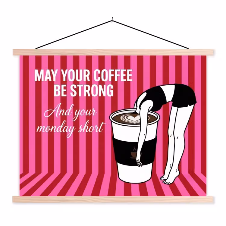 Schoolplaat - Roze - Strepen - Koffie - Maandag — 1