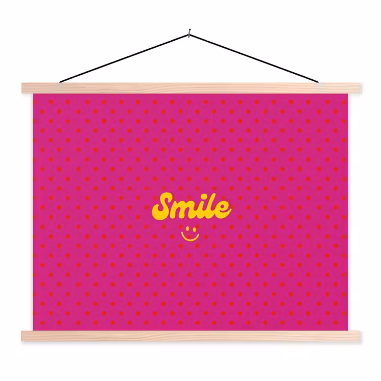 Schoolplaat - Smile - Stippen - Geel - Smiley - Roze — 1