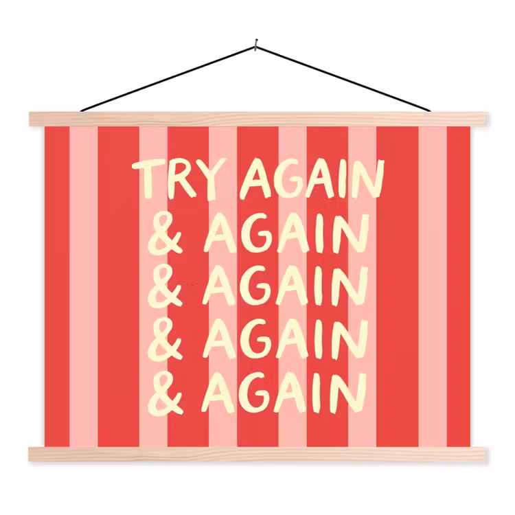 Schoolplaat - Strepen - Rood - Try again — 1