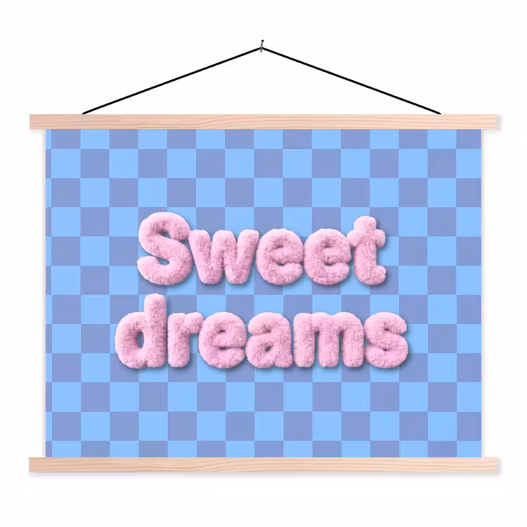 Schoolplaat - Sweet dreams - Vierkanten - Roze - Blauw — 1