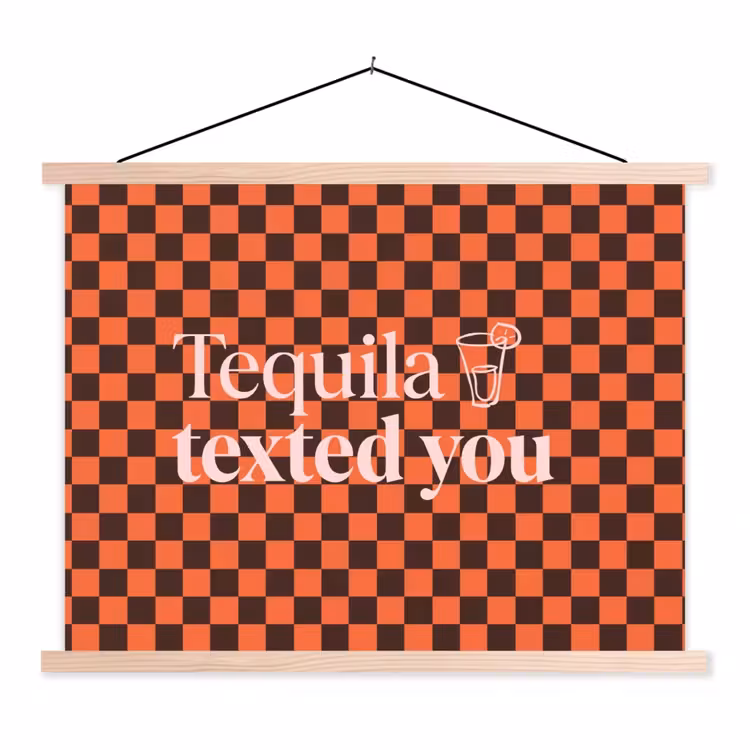 Schoolplaat - Tequila texted you - Glas - Vierkanten - Oranje — 1