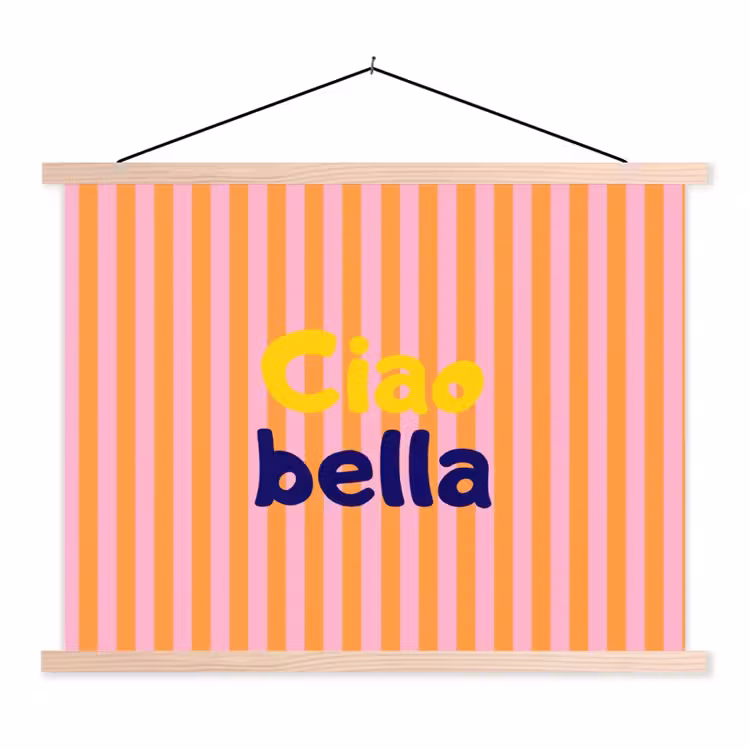 Schoolplaat - Verticaal - Strepen - Oranje - Ciao bella — 1