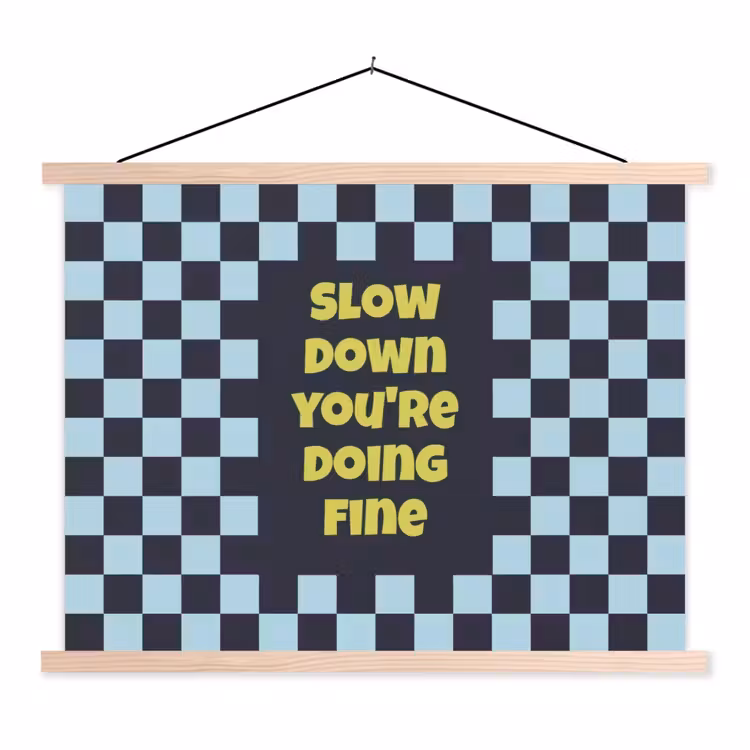 Schoolplaat - Patroon - Geblok - Blauw - Slow down you're doing fine — 1