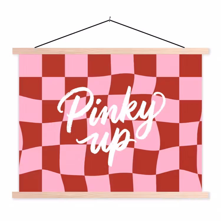 Schoolplaat - Pinky up - Geblokt - Bordeauxrood — 1