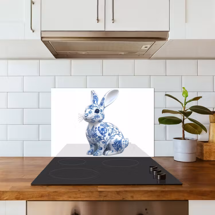 Spatscherm keuken - Delftsblauw - Haasje - Wit — 6