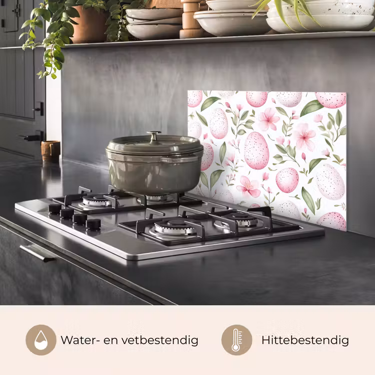 Spatscherm keuken - Patroon - Eieren - Roze - Pasen — 7