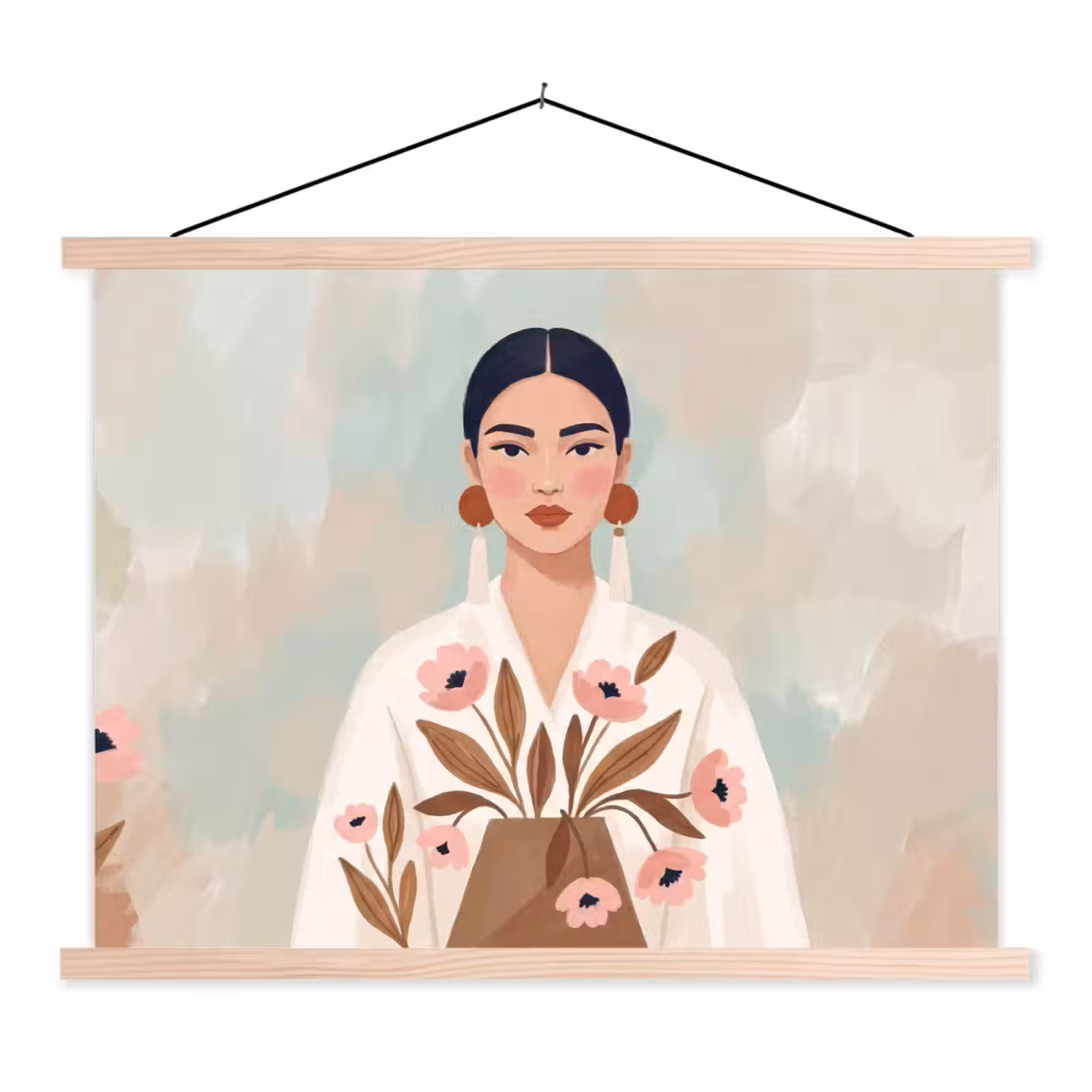 Schoolplaat - Vrouw - Kimono - Pastel — 1